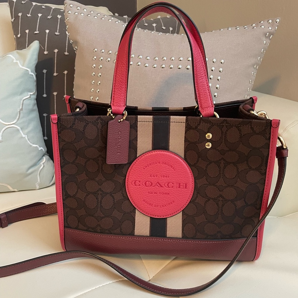 Coach Dempsey Carryall Bag In Signature Jacquard With Stripe And Coach Patch